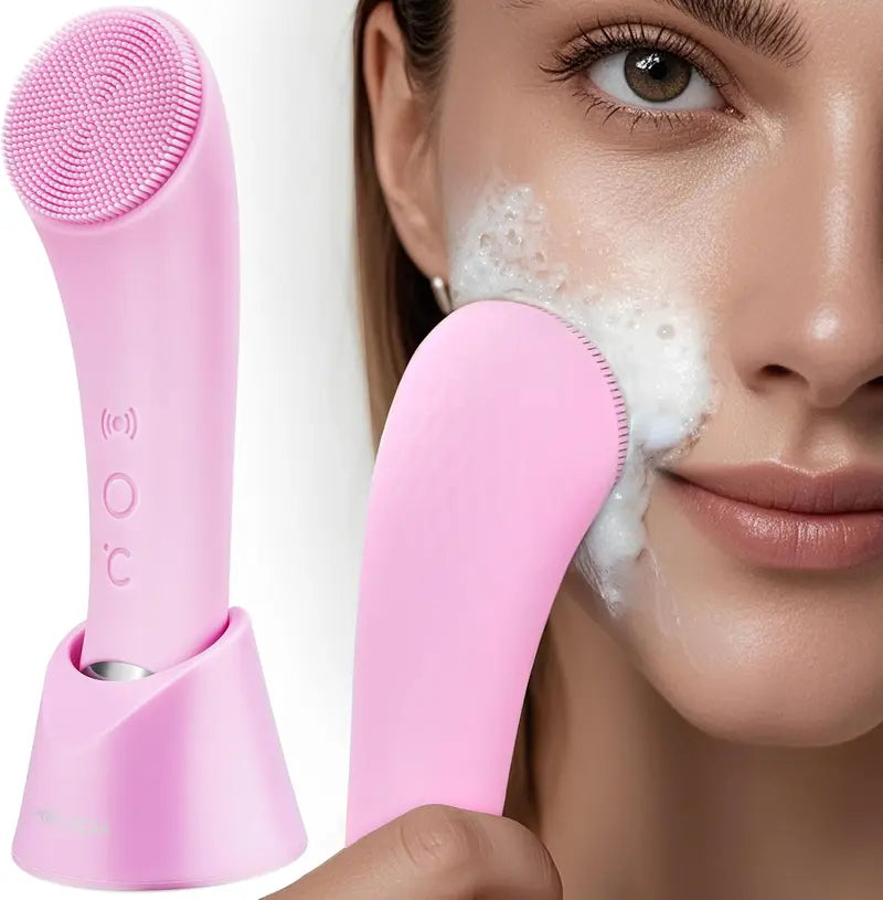 Vibrating Facial Cleansing Brush with Heated Tip and 5 Speed Settings