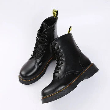 Women’s Lace-Up Ankle Boots with Side Zipper and Low Block Heel