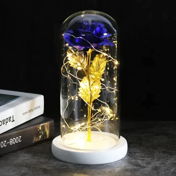 Preserved Rose with LED Dome Display and Battery Power