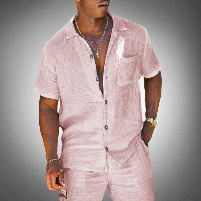 Breathable Linen Shirt and Pants Set for Men
