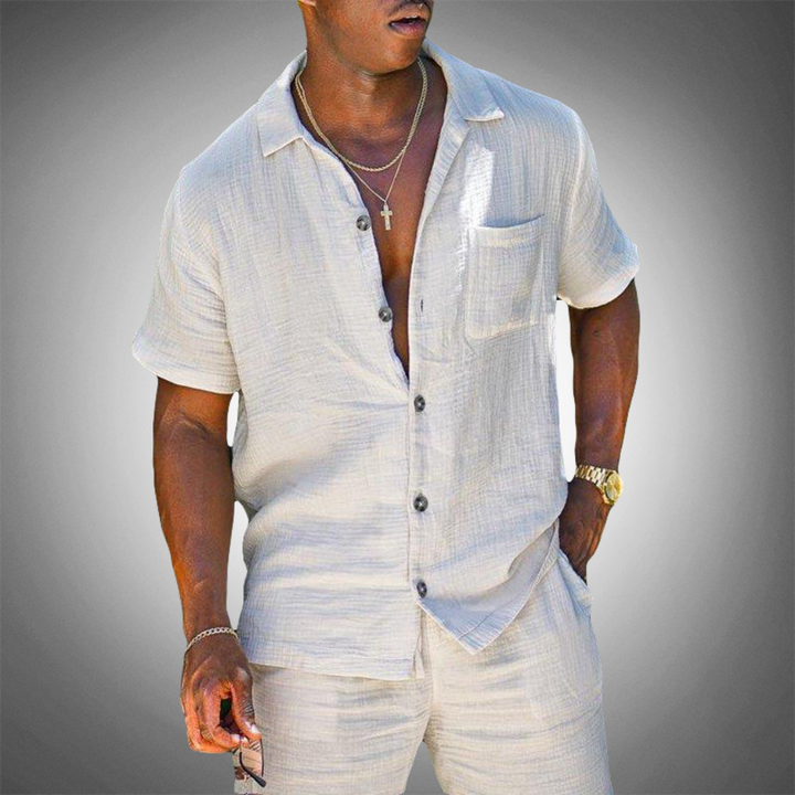 Breathable Linen Shirt and Pants Set for Men