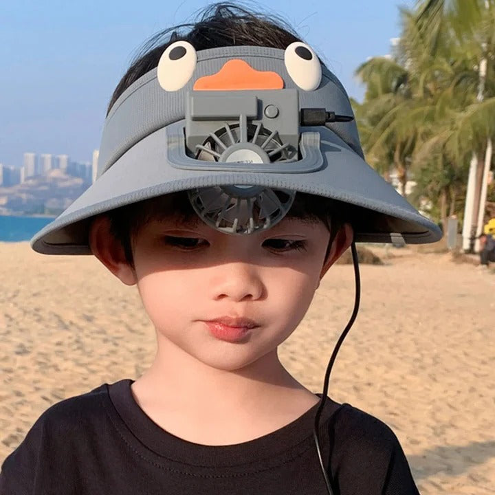Kids Sun Visor Hat with Cooling Fan Hat