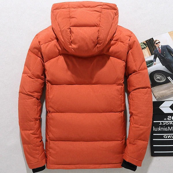 Insulated Duck Down Jacket – Removable Hood Winter Zip Coat