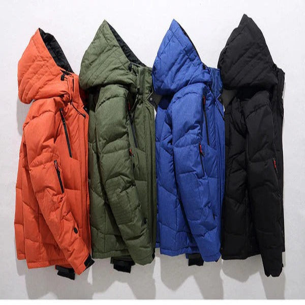 Insulated Duck Down Jacket – Removable Hood Winter Zip Coat