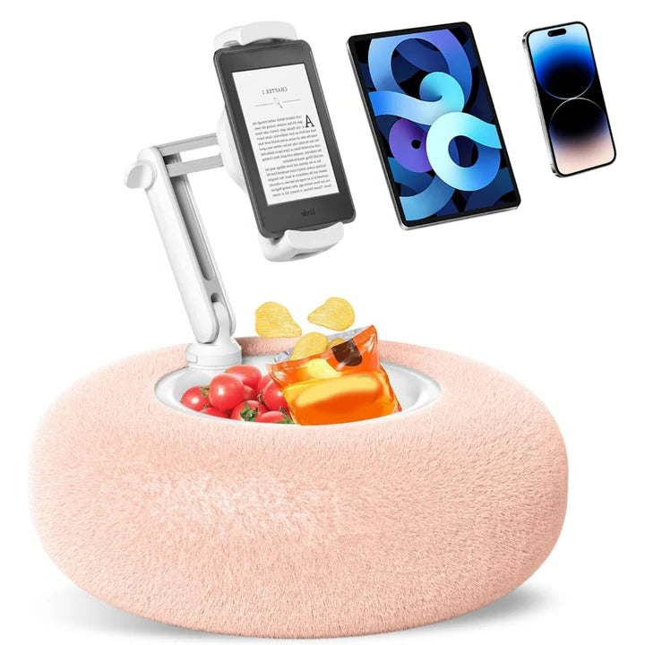 Bed Reading Pillow, Plush Fabric with Integrated Phone Holder