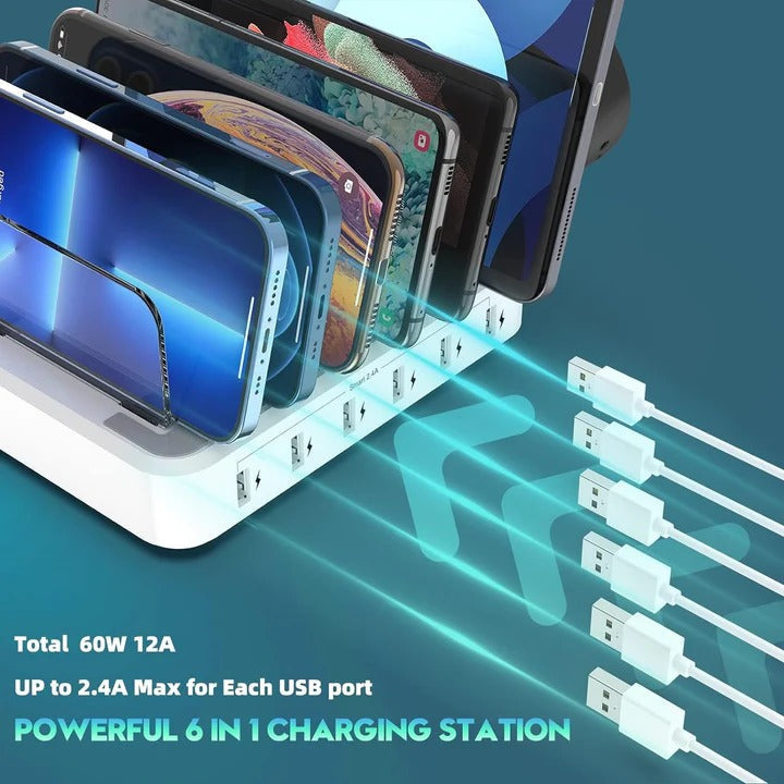 Multi-Device Charging Dock with 6 USB Ports