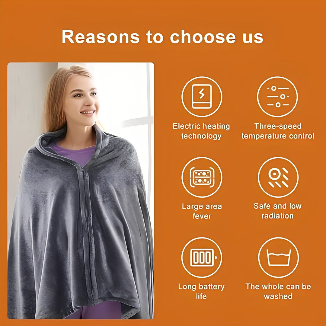 Portable Electric Heated Shawl, USB Rechargeable