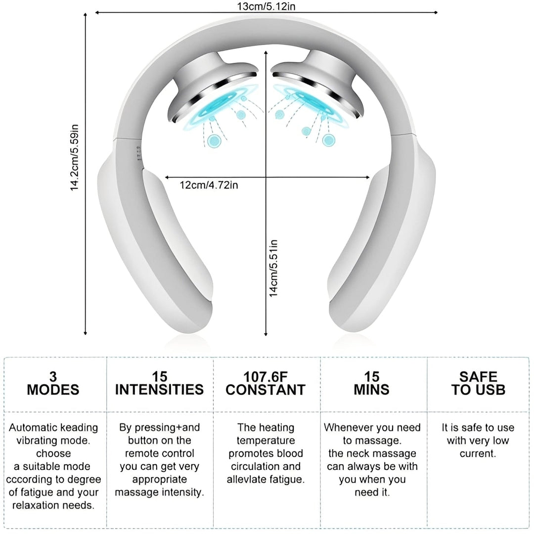 Portable Neck Massager with Pulse and Heat Functions