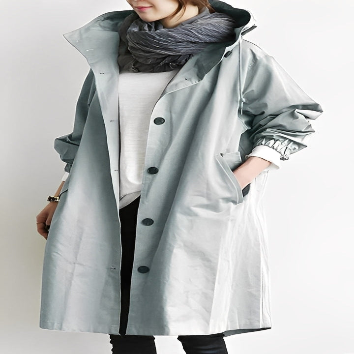 Women Trench Coat Hooded and Waterproof