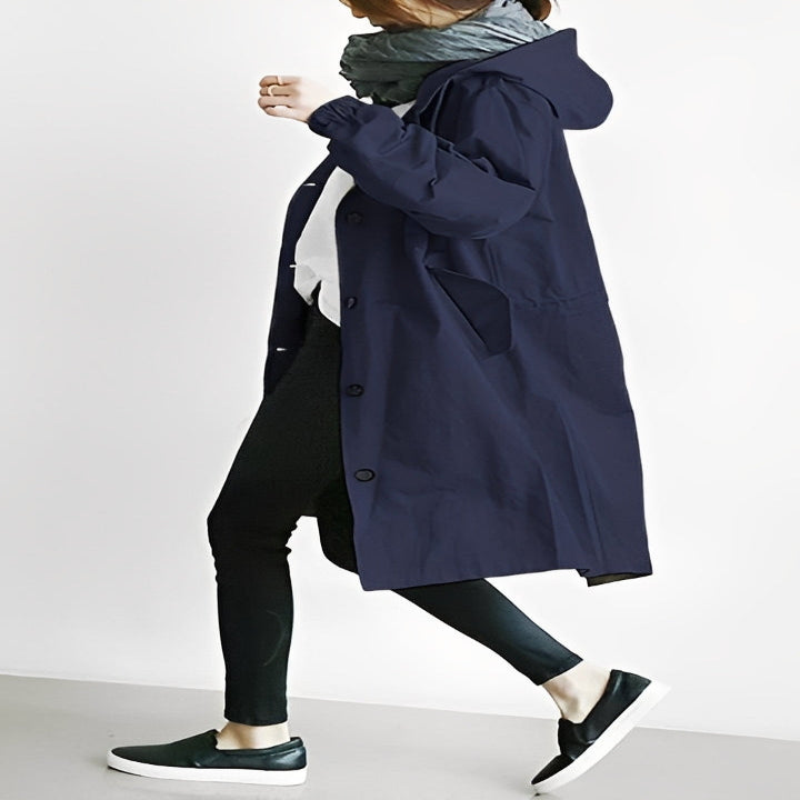 Women Trench Coat Hooded and Waterproof