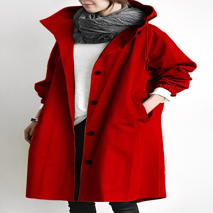 Women Trench Coat Hooded and Waterproof