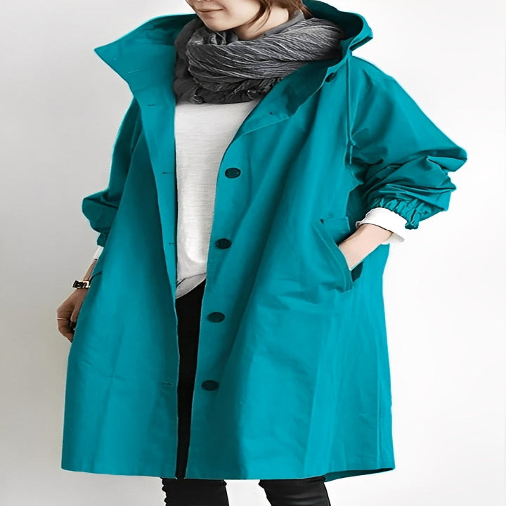 Women Trench Coat Hooded and Waterproof
