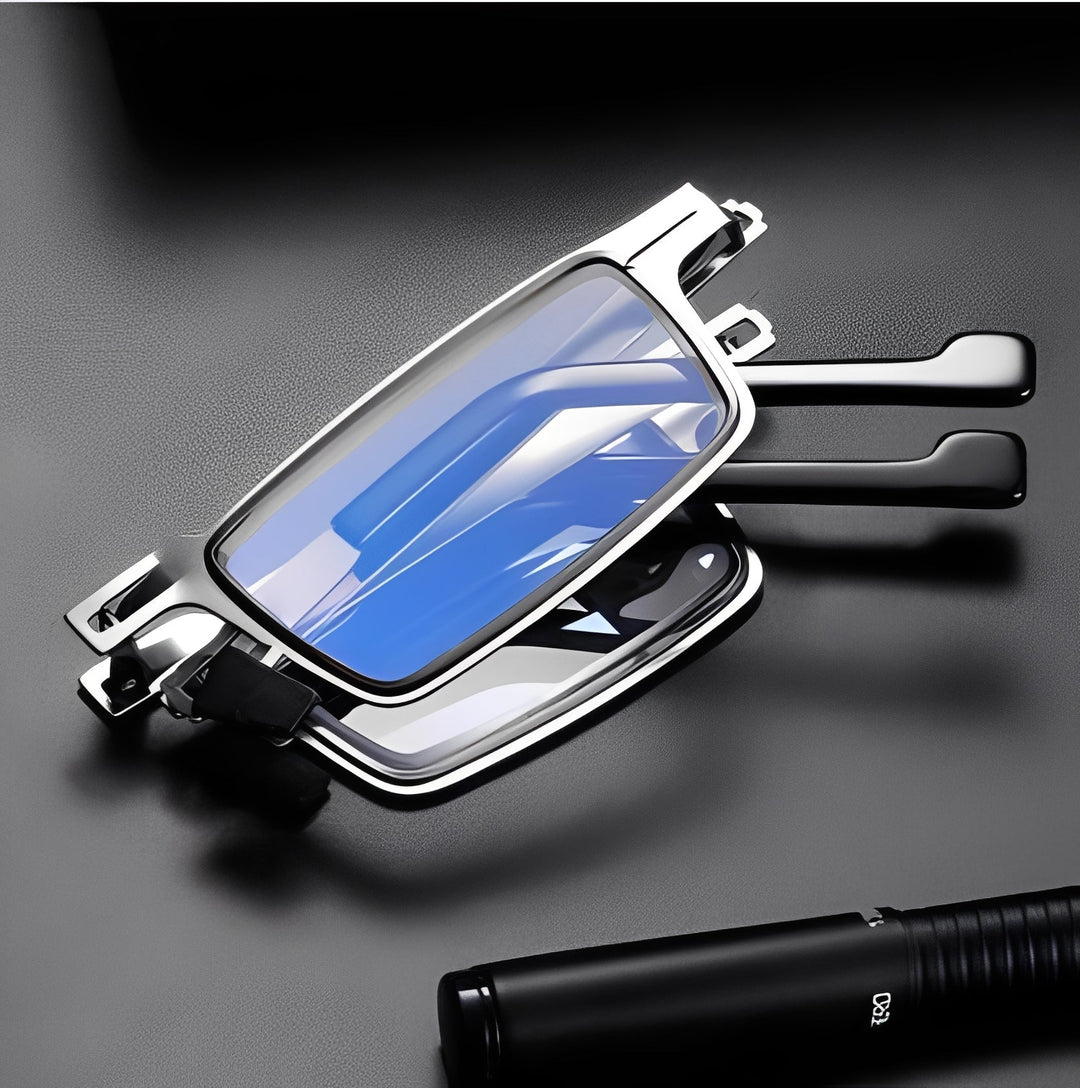 Pocket Reading Glasses Foldable Screwless Frame and Case