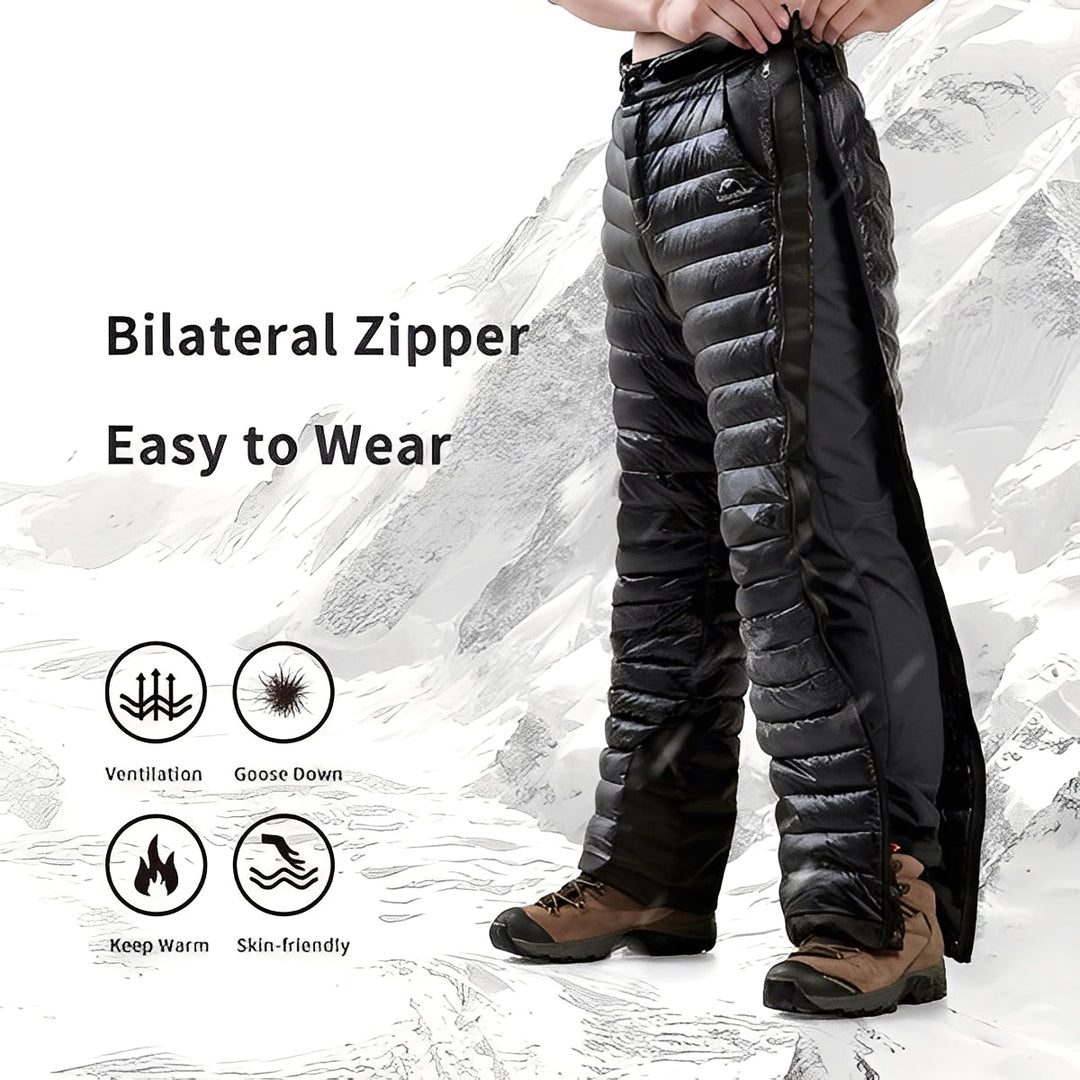 Outdoor Hiking and Skiing Pants Thermal Goose Down with Zipper