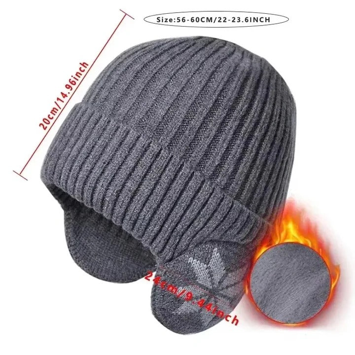 Warm Unisex Knit Beanie for Winter with Full Ear Protection