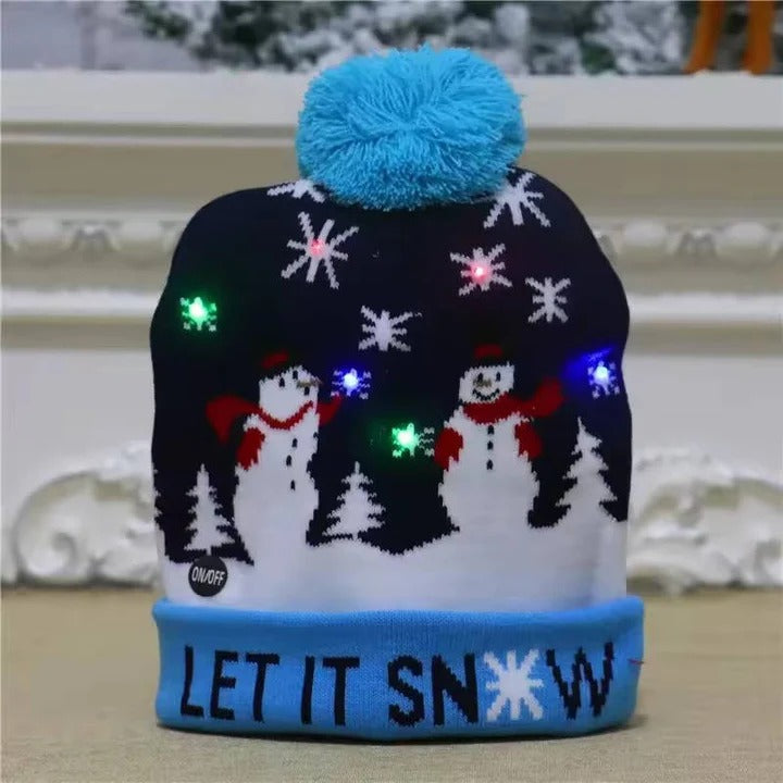 Knitted Christmas Hat LED Light Up Flashing and Warm