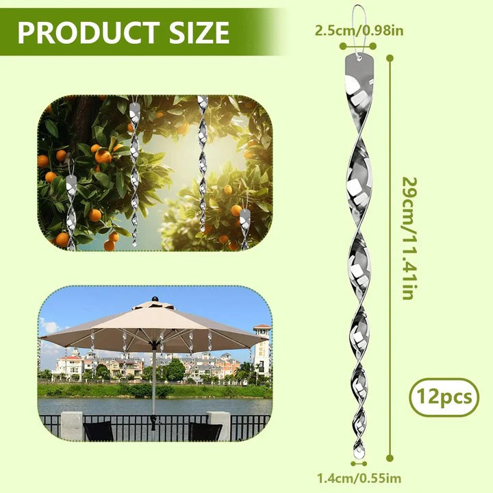 Reflective Spiral Rod Bird Deterrent for Garden and Outdoor Use
