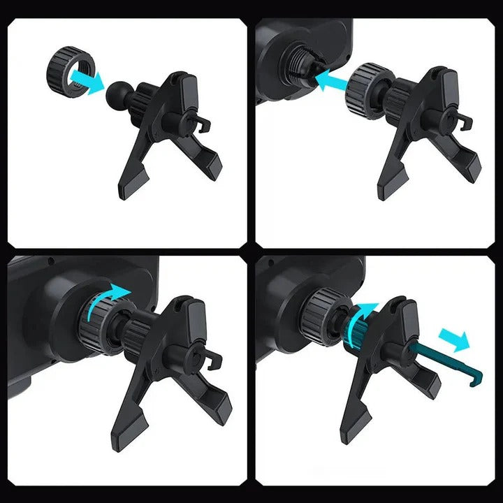Wireless Car Charger Mount, Auto Clamping Phone Holder, Dual Coil Fast Charging, Air Vent Clip