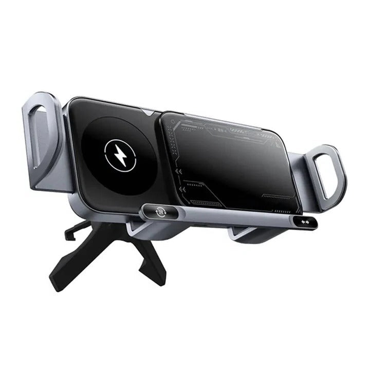 Wireless Car Charger Mount, Auto Clamping Phone Holder, Dual Coil Fast Charging, Air Vent Clip