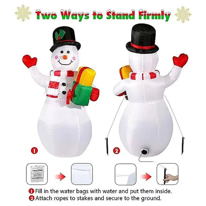 5ft Inflatable Snowman Outdoor Decoration, Rotating LED Lights, Christmas Blow Up Yard Decor, Weatherproof