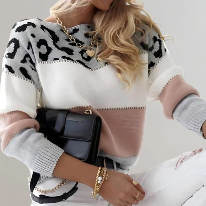 Wild Print Sweater Top with Leopard Pattern