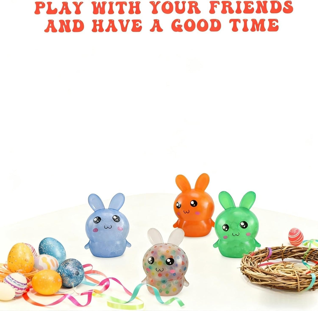 Easter Basket Stuffers, 4 Pack Squishy Easter Bunny Stress Balls for Adults, Easter Gifs