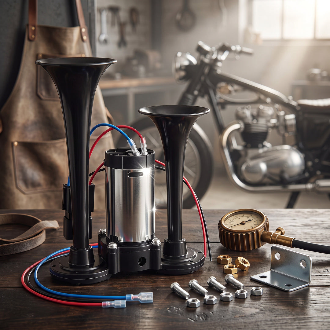 Dual Horn System with Built-In Compressor for 12V Vehicles