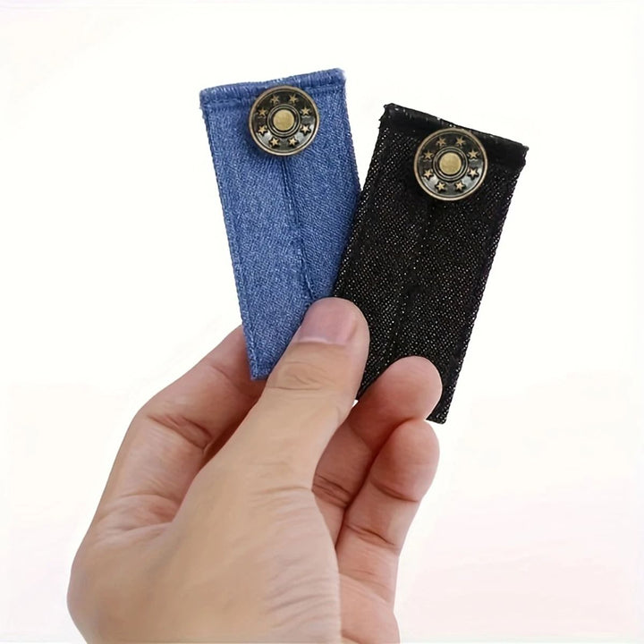Adjustable Waistband Expander with Button Extension for Pants and Denim