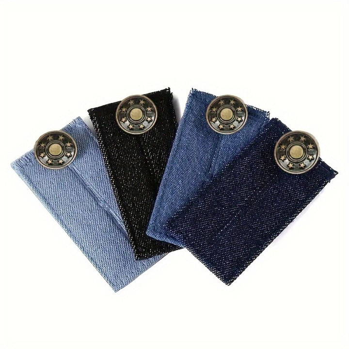 Adjustable Waistband Expander with Button Extension for Pants and Denim